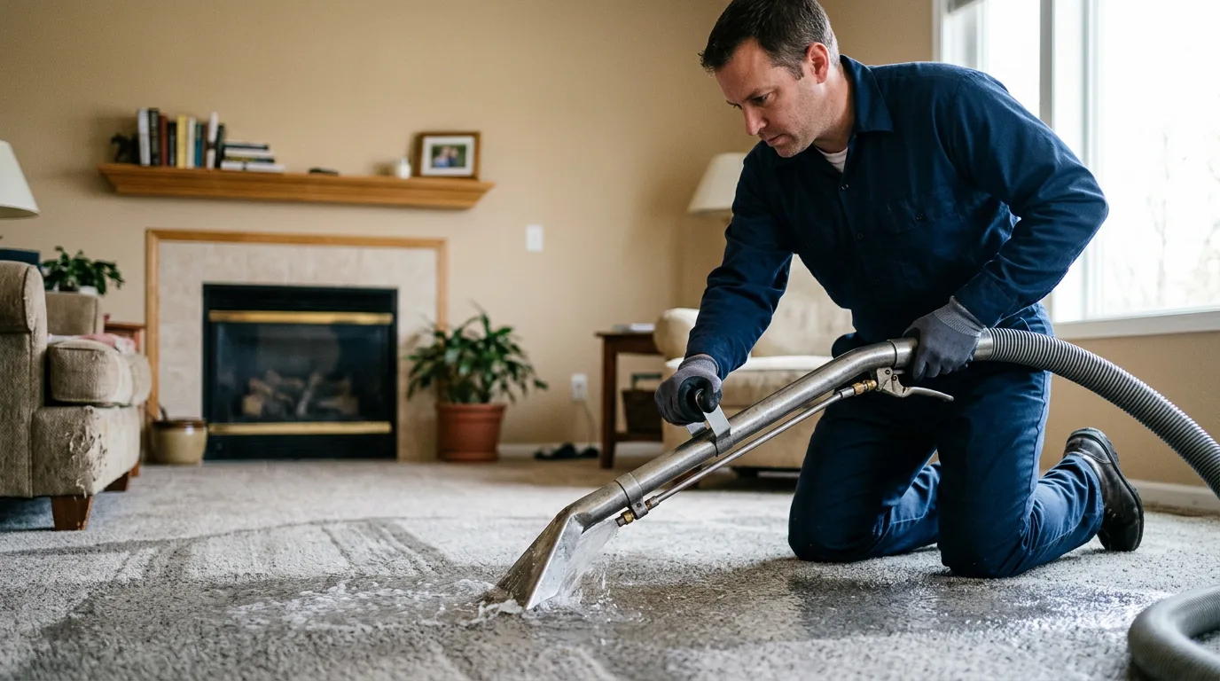 Water damage restoration technician working near Sunbury, NC